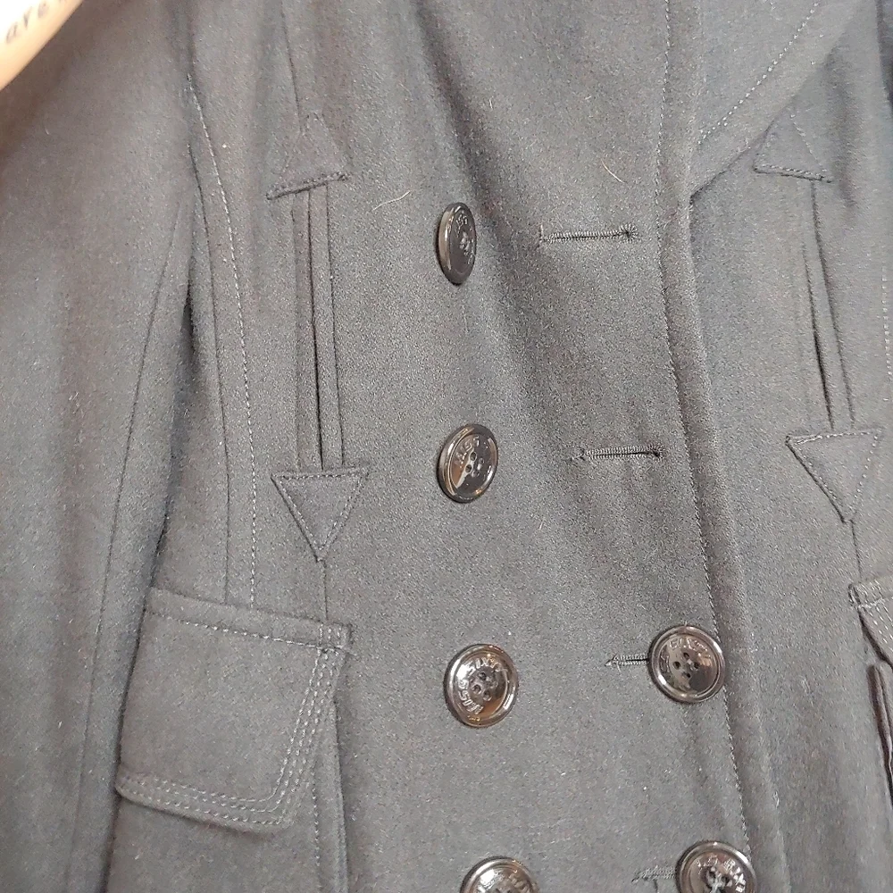 M60 Miss‎ Sixty Wool Blend Double Breasted Fitted Peacoat Black XS